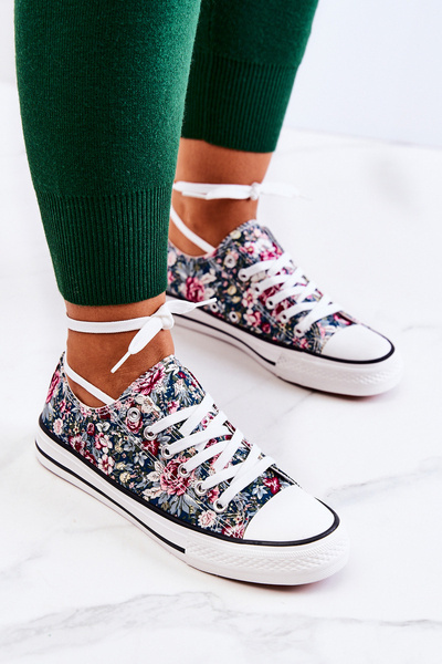 Low Sneakers With Green Flowers Desiree