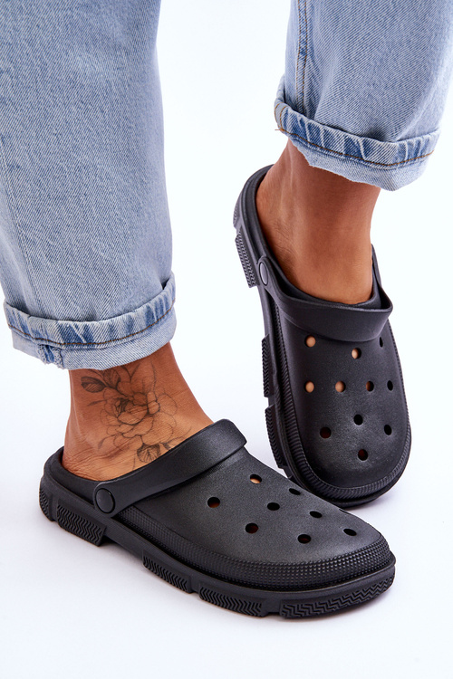 Women's Rubber Crocs Black Rabios