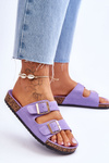 Women's Sandals On Cork Platform With Stripes Violet Doretta