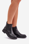 Women's Ankle Boots With Flat Heel Black Selanna