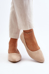 Beige Women's Suede Ballerina Flats Kommia