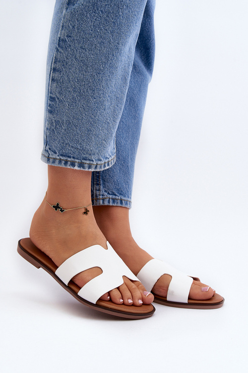 Women's White Cutout Slippers Lumossa