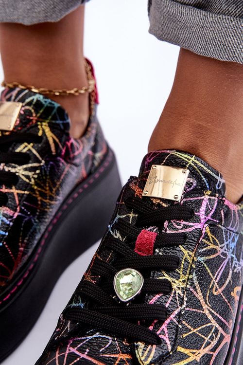 Leather Sport Shoes On Platform Maciejka 06191-39 Multicolor