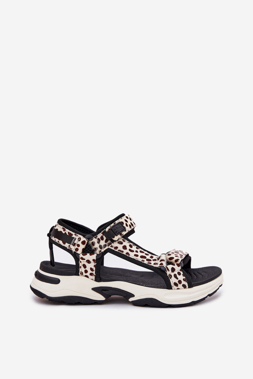 Women's Velcro Sandals D.Franklin Black-Beige DFSH406002