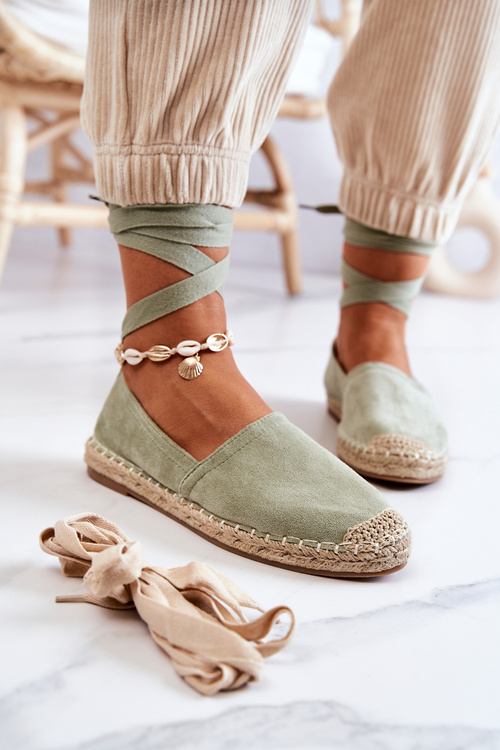 Tied Suede Espadrilles Green Ismanne