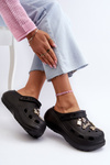 Women's Lightweight Foam Slides with Thick Sole and Charms Black Effiora