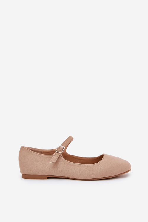 Ballet Flats With Strap Eco Suede Beige Arrivara