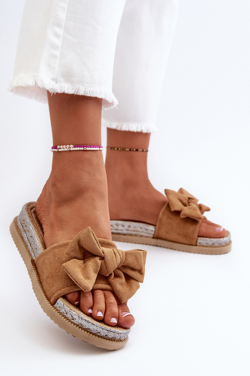 Women's Platform Sandals with Bow Camel Aflia