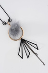 Ladies Necklace With Pompon Long Chain Grey Choker