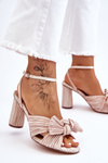 Fashionable Sandals With A Bow On Heels Light beige Callum