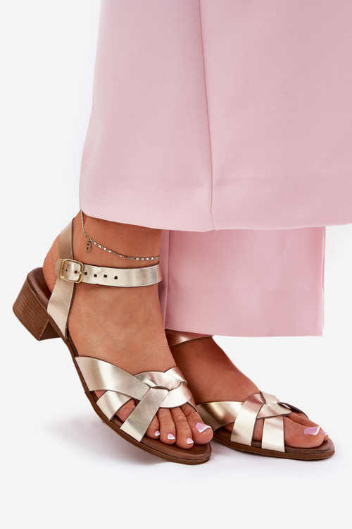 Leather sandals on a delicate heel Zazoo 40372 gold