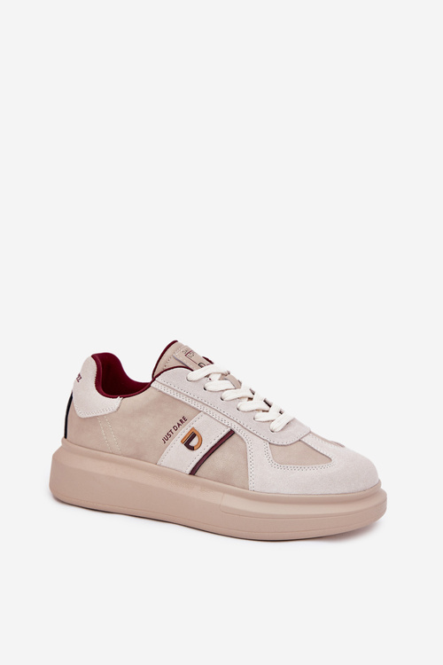 Womens Leather Sneakers On Platform Daniel Lopez Just Dare SS2D4003 Beige