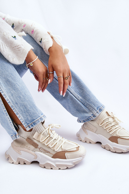 Women's Sock Sneakers Beige Keaton