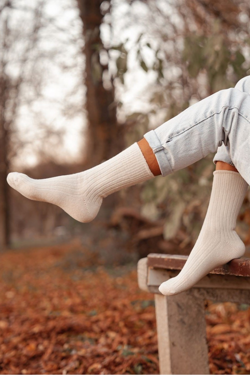 Women's wool socks Ecru