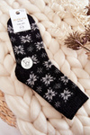 Women's Wool Socks In Snowflakes Black