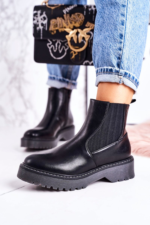 Women's Insulated Chelsea Boots On A Rubber Sole Black Voyager