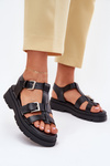 Eco Leather Women's Sandals With Buckles Black Mireza