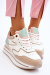 Fashionable Leather Sports Shoes White and Beige Roen