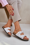 Fabric sandals on cork sole with buckles light gray Atera