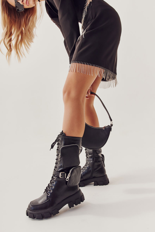 Women's High Boots Laced With Kidneys Black Mirrano