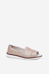 Leather Perforated Ballet Flats With Open Toes S.Barski LR51-922 Beige