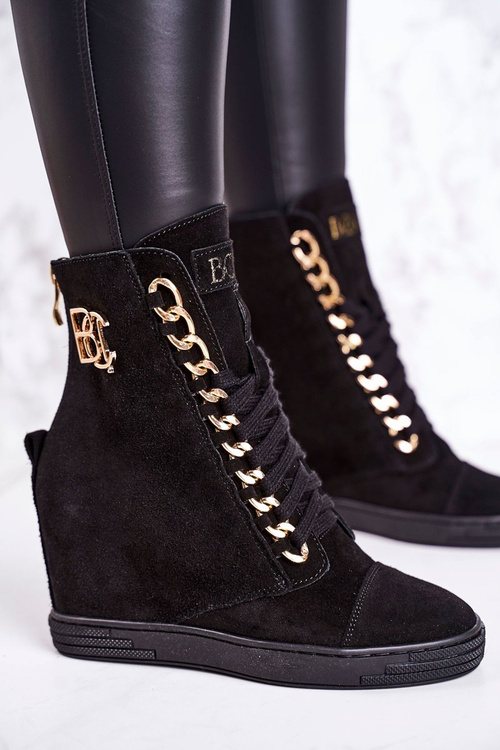 Women’s Suede Wedge Sneakers BOOCI 2222/066/z Golden Chain Black