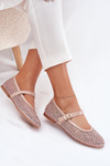 Damskie Baleriny Ze Zdobieniem Pasek I Klamra Beżowe Avirae