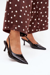 Lacquered High Heels With Open Heel Black Talira