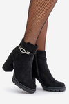Women's Heeled Boots Eco Suede With Decorative Strap Black Maivone