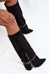 Women's Heeled Boots with Decorative Strap Black Jolivine