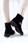 Women's Suede Booties Nicole Leather Black Dome