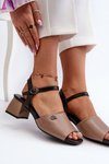 Elegant Women's Sandals in Beige Eco Leather on Block Heel Vattima
