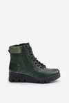 Light Insulated Women's Ankle Boots On Platform And Wedge Dark Green Savindria