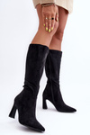 Suede Boots on Heel Black Adrolio 