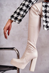 Leather High Boots On Platform Beige Katrina