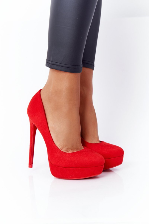 Classic Suede High Heels Red Margharita