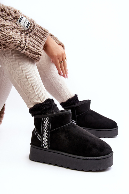 Women's Snow Boots On Platform Lined Black Lomessa