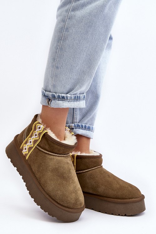 Leather Suede Snow Boots Women Green Vebissat