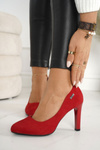 Classic Women's Pumps On A Block Heel Suede Red Eliana