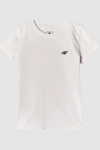 Dziewczęcy T-shirt Gładki Bawełniany Biały 4F 4FJWMM00TTSHF1658-10S