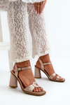 Leather Sandals with Heel Maciejka 06029-25 Gold