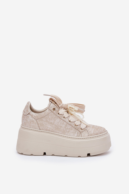 Leather Sneakers On Platform CheBello 4658 Gold