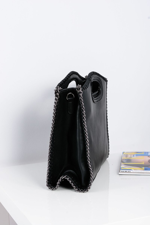 Women's Black Large Chain Chest Bag