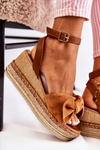 Sandals Suede Wedge Camel Natina