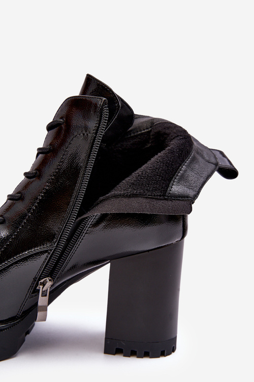 Polished Heel Boots with Lining Black D&A MR870-54