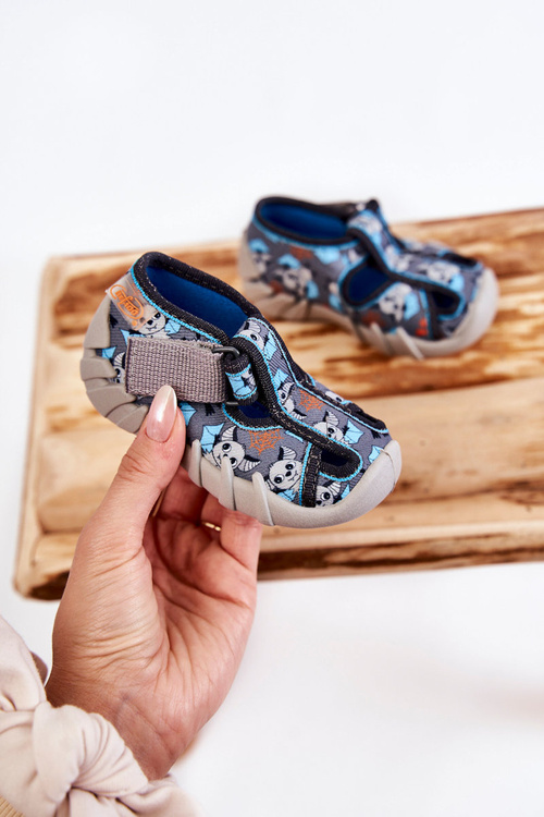 Slippers Befado Velcro 190P104 Blue-Grey