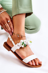 Fashionable Sandals With Beads White Hally