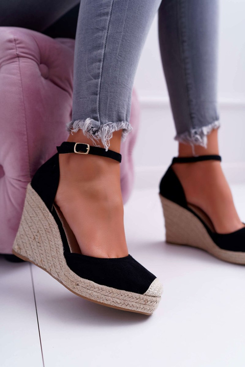 Women's Platform Sandals Flax Black Tammaris