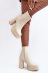 Women's High Heel and Platform Boots Light Beige Sandstra