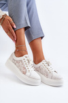Lace Women's Sneakers On Platform S.Barski HY51-059 White